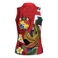 Hawaii And Tonga Women Sleeveless Polo Shirt Shark Tattoo With Tongan Coat Of Arms LT14 - Polynesian Pride