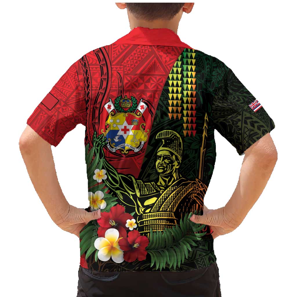 Hawaii And Tonga Family Matching Mermaid Dress and Hawaiian Shirt King Kamehameha Tribal Ngatu Pattern LT14 - Polynesian Pride