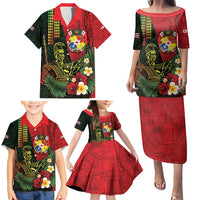 Hawaii And Tonga Family Matching Puletasi and Hawaiian Shirt King Kamehameha Tribal Ngatu Pattern LT14 - Polynesian Pride