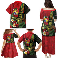 Hawaii And Tonga Family Matching Puletasi and Hawaiian Shirt King Kamehameha Tribal Ngatu Pattern LT14 - Polynesian Pride