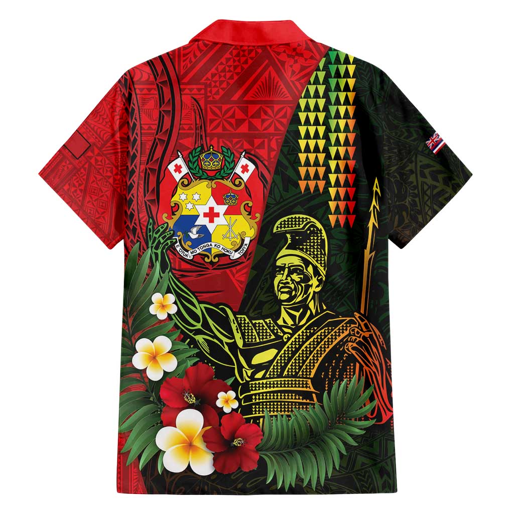 Hawaii And Tonga Family Matching Puletasi and Hawaiian Shirt King Kamehameha Tribal Ngatu Pattern LT14 - Polynesian Pride