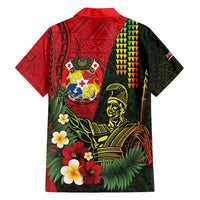 Hawaii And Tonga Family Matching Puletasi and Hawaiian Shirt King Kamehameha Tribal Ngatu Pattern LT14 - Polynesian Pride