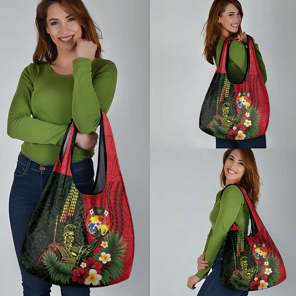 Hawaii And Tonga Grocery Bag King Kamehameha Tribal Ngatu Pattern