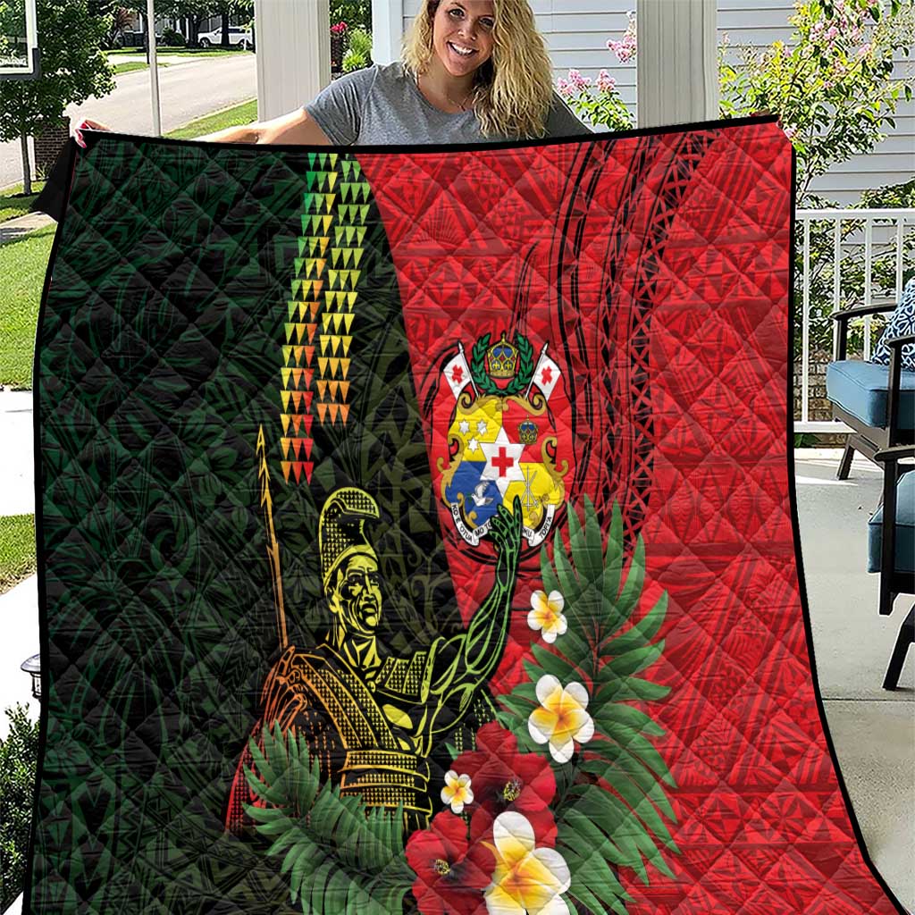 Hawaii And Tonga Quilt King Kamehameha Tribal Ngatu Pattern LT14 Red - Polynesian Pride