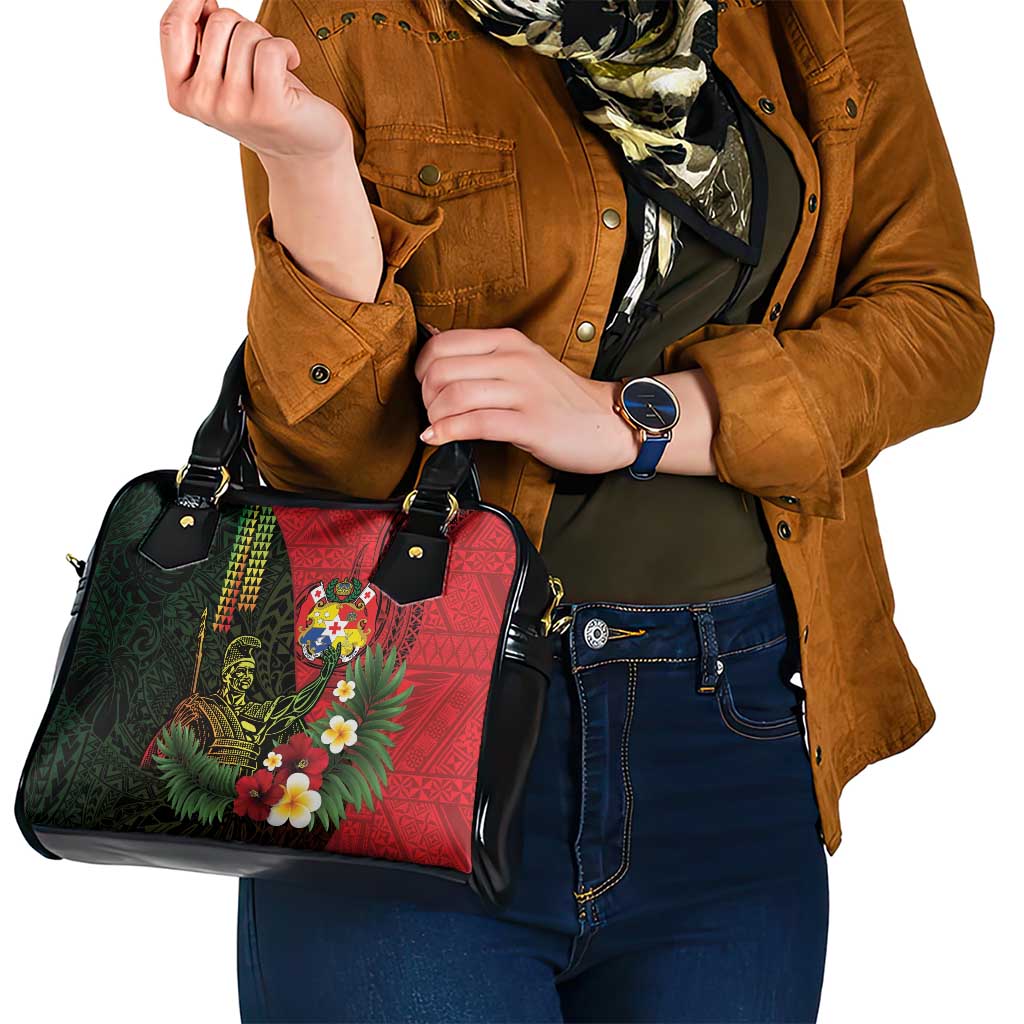 Hawaii And Tonga Shoulder Handbag King Kamehameha Tribal Ngatu Pattern