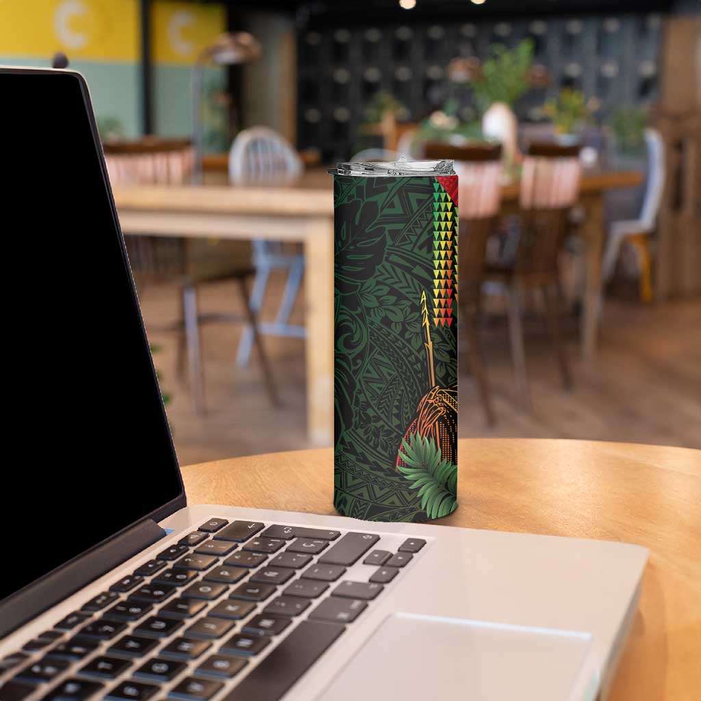 Hawaii And Tonga Skinny Tumbler King Kamehameha Tribal Ngatu Pattern