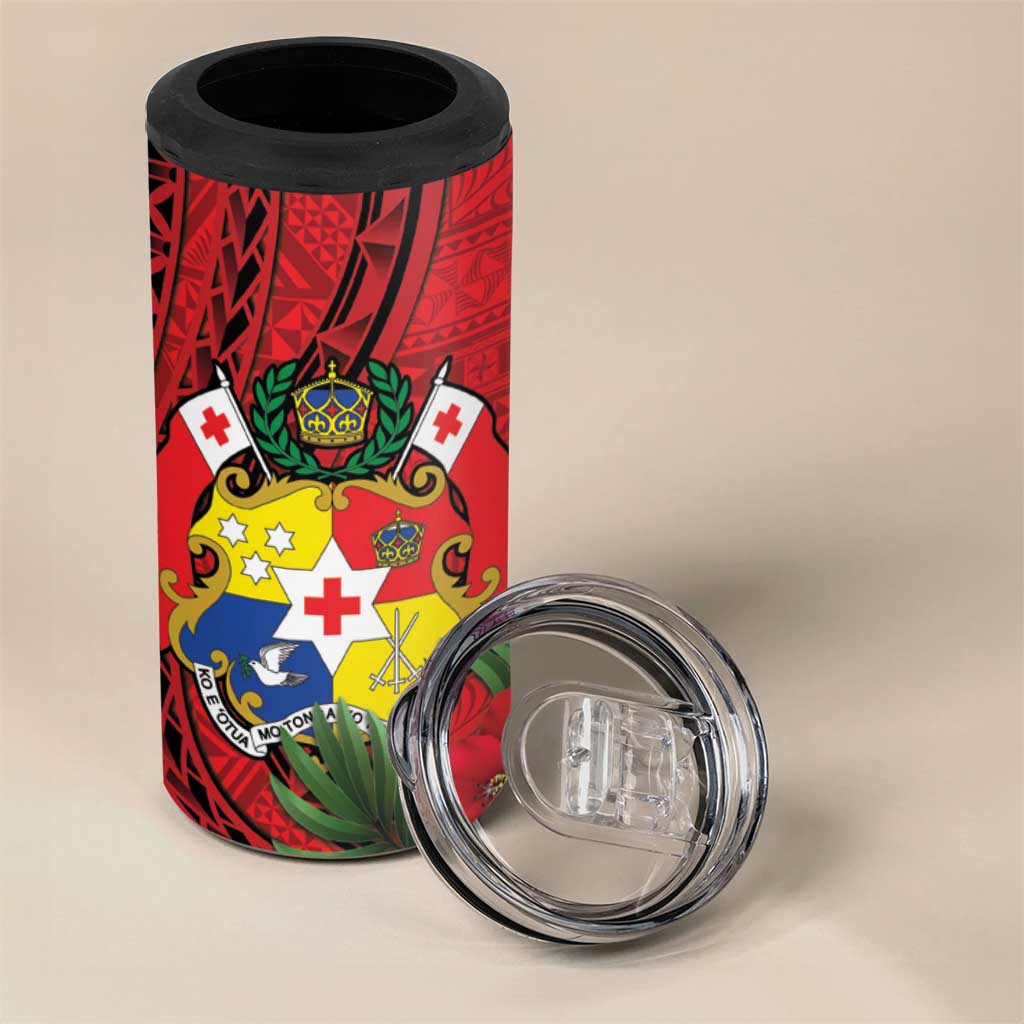 Hawaii And Tonga 4 in 1 Can Cooler Tumbler King Kalakaua Tribal Gecko Tongan Ngatu LT14 - Polynesian Pride