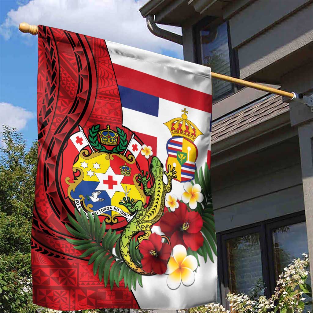 Hawaii And Tonga Garden Flag King Kalakaua Tribal Gecko Tongan Ngatu LT14 - Polynesian Pride