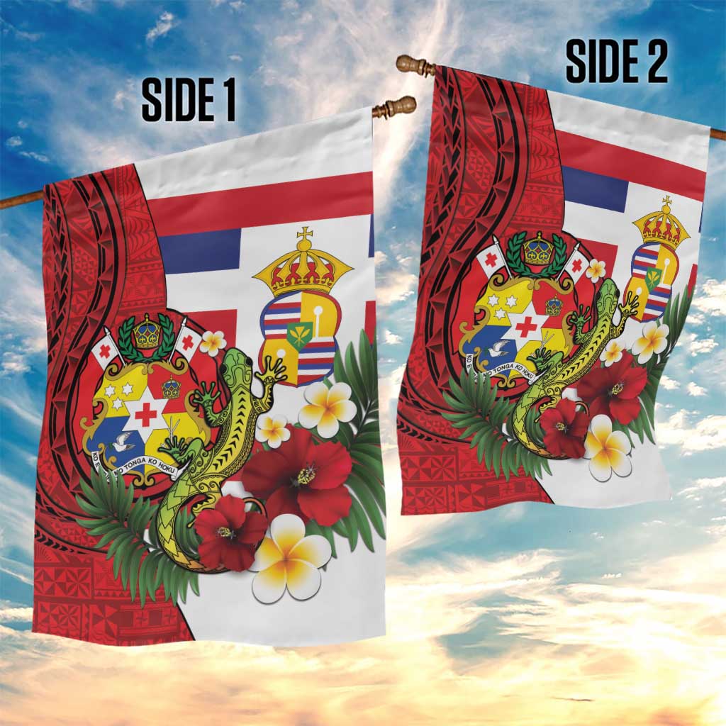 Hawaii And Tonga Garden Flag King Kalakaua Tribal Gecko Tongan Ngatu LT14 - Polynesian Pride