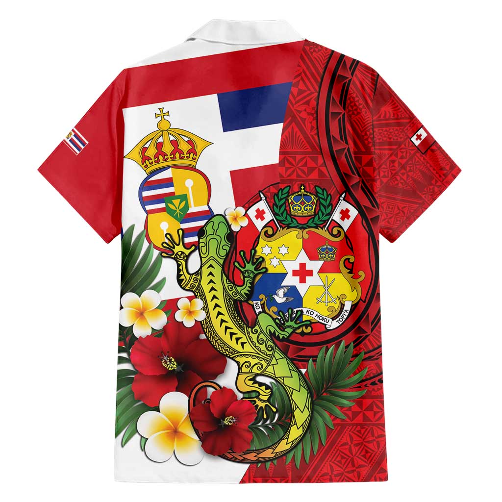 Hawaii And Tonga Hawaiian Shirt King Kalakaua Tribal Gecko Tongan Ngatu LT14 - Polynesian Pride