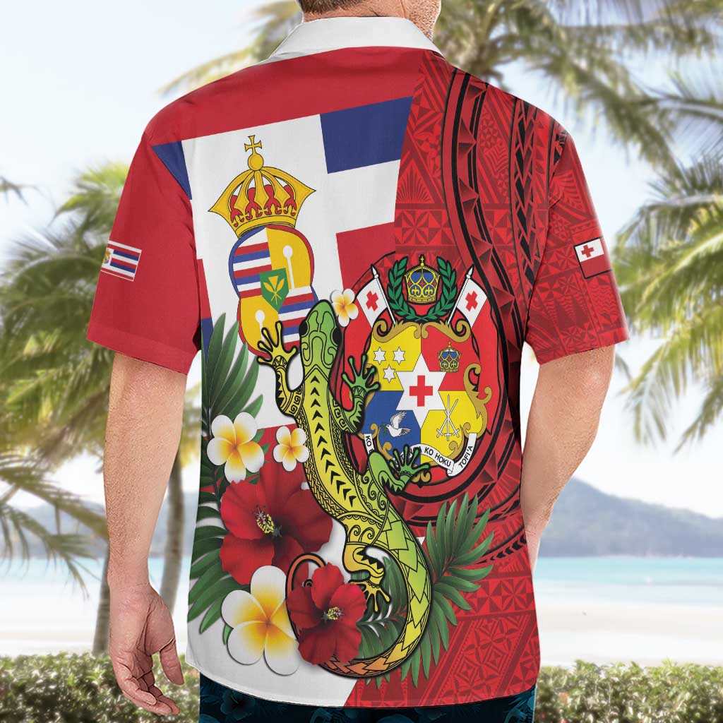 Hawaii And Tonga Hawaiian Shirt King Kalakaua Tribal Gecko Tongan Ngatu LT14 - Polynesian Pride