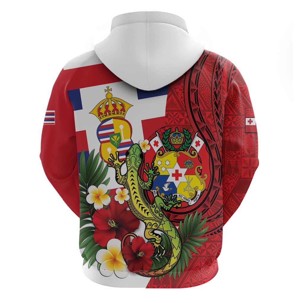 Hawaii And Tonga Hoodie King Kalakaua Tribal Gecko Tongan Ngatu LT14 - Polynesian Pride