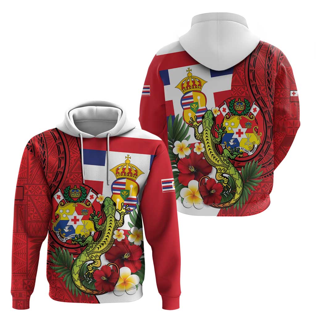 Hawaii And Tonga Hoodie King Kalakaua Tribal Gecko Tongan Ngatu LT14 - Polynesian Pride