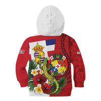 Hawaii And Tonga Kid Hoodie King Kalakaua Tribal Gecko Tongan Ngatu LT14 - Polynesian Pride
