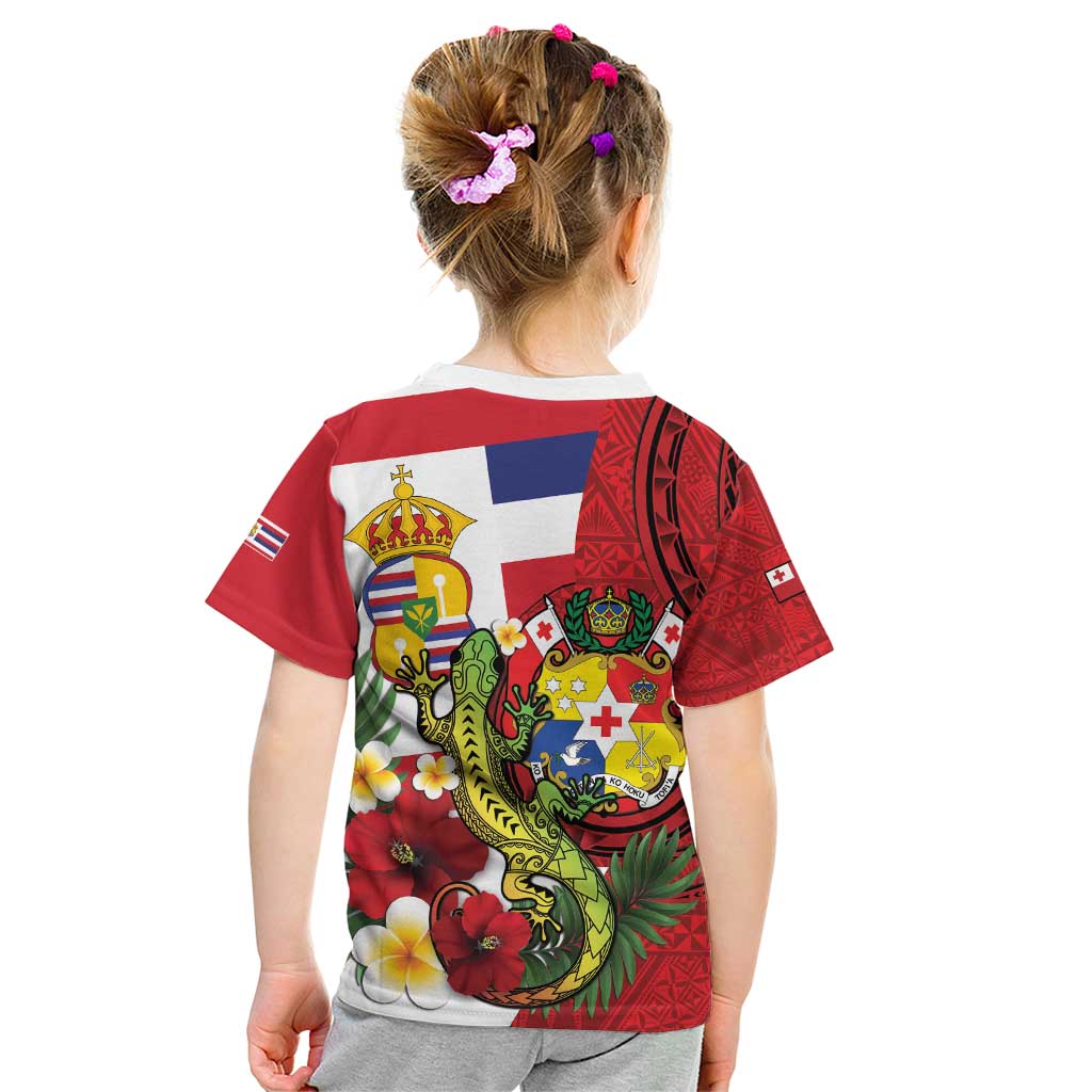 Hawaii And Tonga Kid T Shirt King Kalakaua Tribal Gecko Tongan Ngatu LT14 - Polynesian Pride