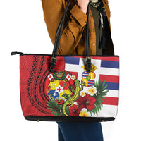 Hawaii And Tonga Leather Tote Bag King Kalakaua Tribal Gecko Tongan Ngatu LT14 - Polynesian Pride