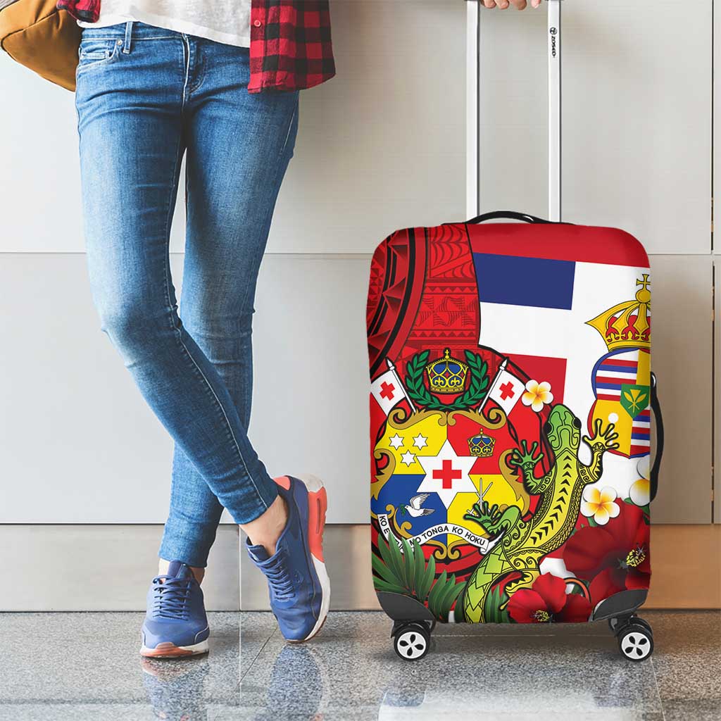 Hawaii And Tonga Luggage Cover King Kalakaua Tribal Gecko Tongan Ngatu LT14 - Polynesian Pride