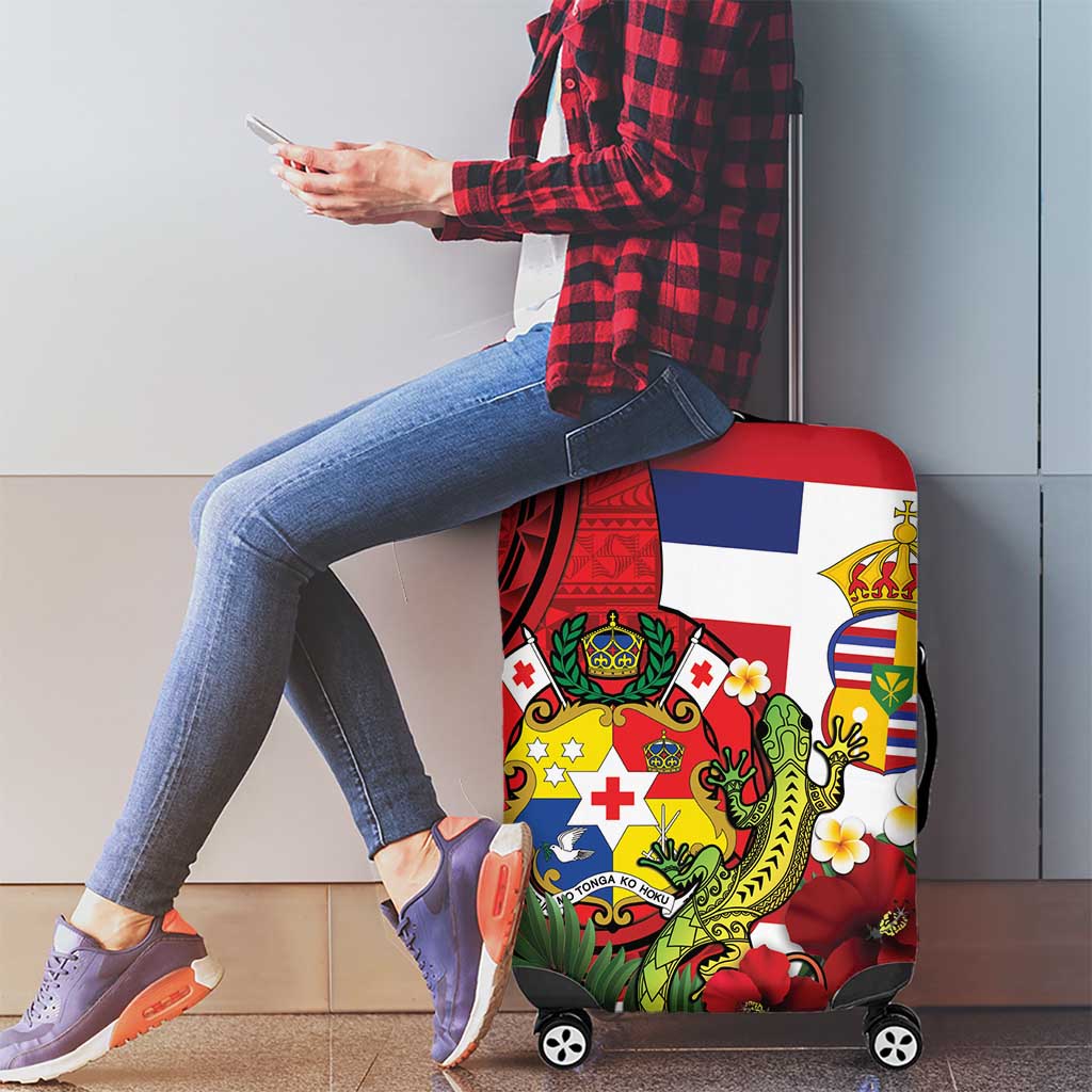 Hawaii And Tonga Luggage Cover King Kalakaua Tribal Gecko Tongan Ngatu LT14 - Polynesian Pride