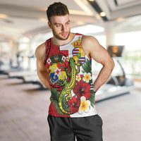 Hawaii And Tonga Men Tank Top King Kalakaua Tribal Gecko Tongan Ngatu LT14 Red - Polynesian Pride