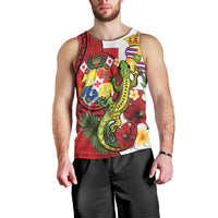 Hawaii And Tonga Men Tank Top King Kalakaua Tribal Gecko Tongan Ngatu LT14 - Polynesian Pride