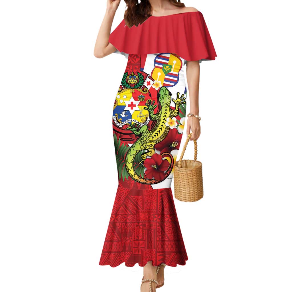 Hawaii And Tonga Mermaid Dress King Kalakaua Tribal Gecko Tongan Ngatu