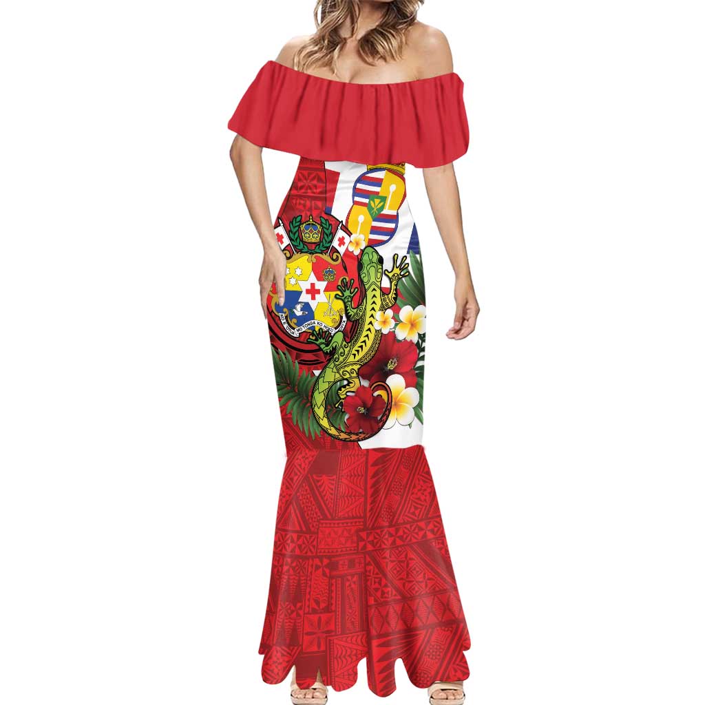 Hawaii And Tonga Mermaid Dress King Kalakaua Tribal Gecko Tongan Ngatu LT14 - Polynesian Pride