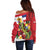 Hawaii And Tonga Off Shoulder Sweater King Kalakaua Tribal Gecko Tongan Ngatu