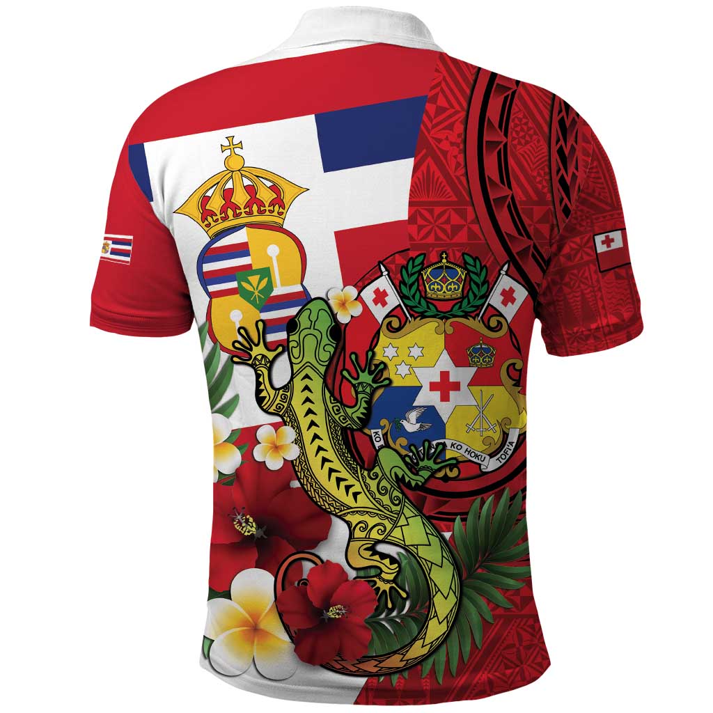 Hawaii And Tonga Polo Shirt King Kalakaua Tribal Gecko Tongan Ngatu LT14 - Polynesian Pride