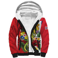 Hawaii And Tonga Sherpa Hoodie King Kalakaua Tribal Gecko Tongan Ngatu LT14 Unisex Red - Polynesian Pride