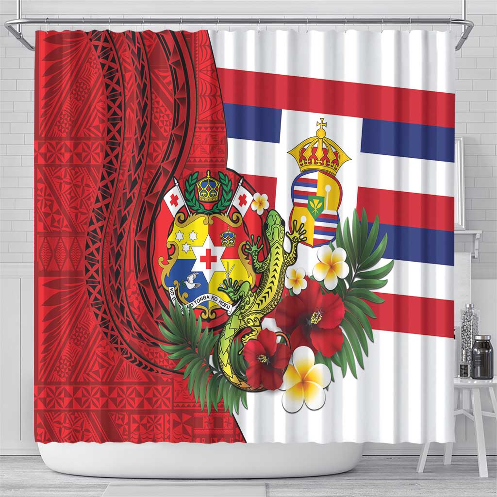Hawaii And Tonga Shower Curtain King Kalakaua Tribal Gecko Tongan Ngatu LT14 - Polynesian Pride