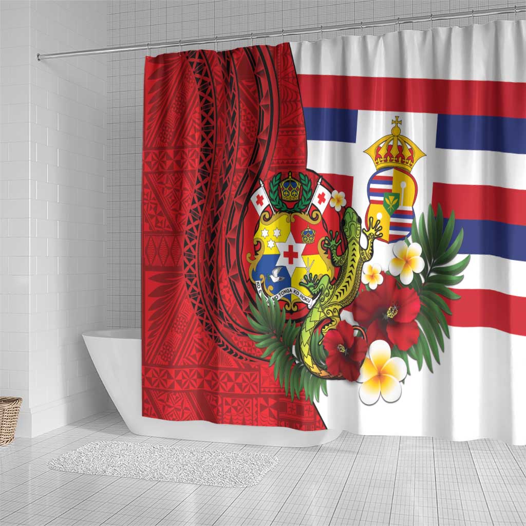 Hawaii And Tonga Shower Curtain King Kalakaua Tribal Gecko Tongan Ngatu LT14 - Polynesian Pride