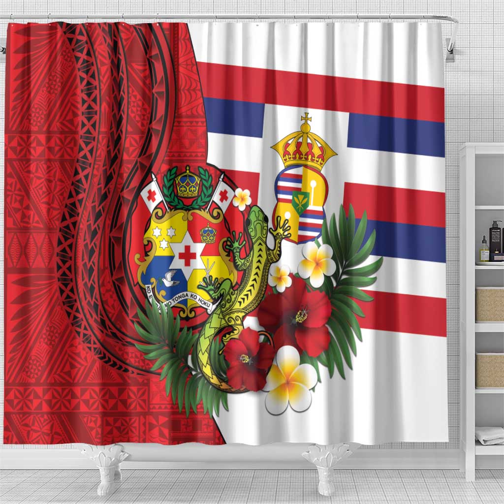 Hawaii And Tonga Shower Curtain King Kalakaua Tribal Gecko Tongan Ngatu LT14 - Polynesian Pride
