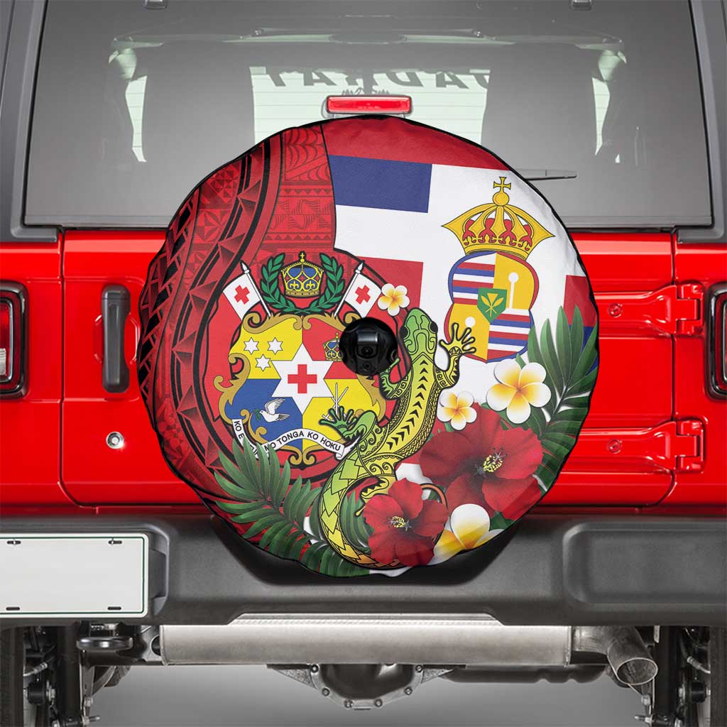 Hawaii And Tonga Spare Tire Cover King Kalakaua Tribal Gecko Tongan Ngatu LT14 - Polynesian Pride