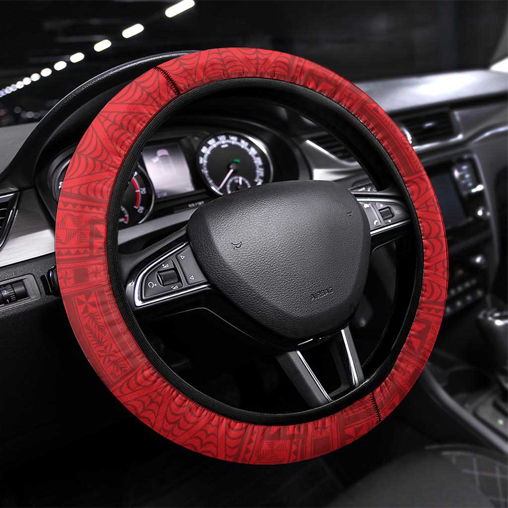 Hawaii And Tonga Steering Wheel Cover King Kalakaua Tribal Gecko Tongan Ngatu