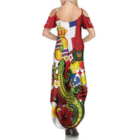 Hawaii And Tonga Summer Maxi Dress King Kalakaua Tribal Gecko Tongan Ngatu LT14 - Polynesian Pride