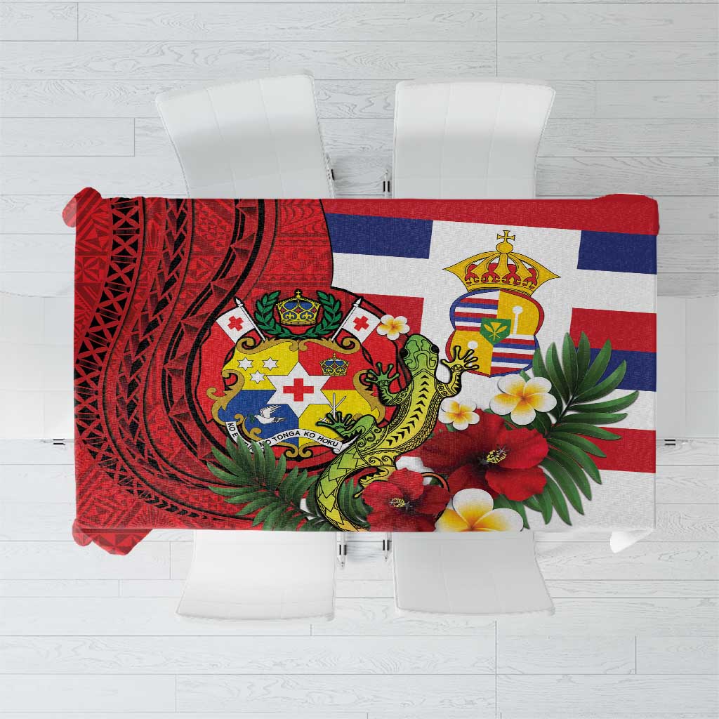Hawaii And Tonga Tablecloth King Kalakaua Tribal Gecko Tongan Ngatu LT14 Red - Polynesian Pride