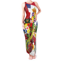 Hawaii And Tonga Tank Maxi Dress King Kalakaua Tribal Gecko Tongan Ngatu LT14 Women Red - Polynesian Pride
