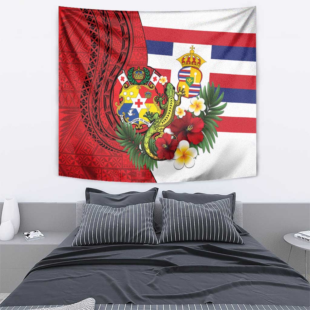 Hawaii And Tonga Tapestry King Kalakaua Tribal Gecko Tongan Ngatu LT14 - Polynesian Pride