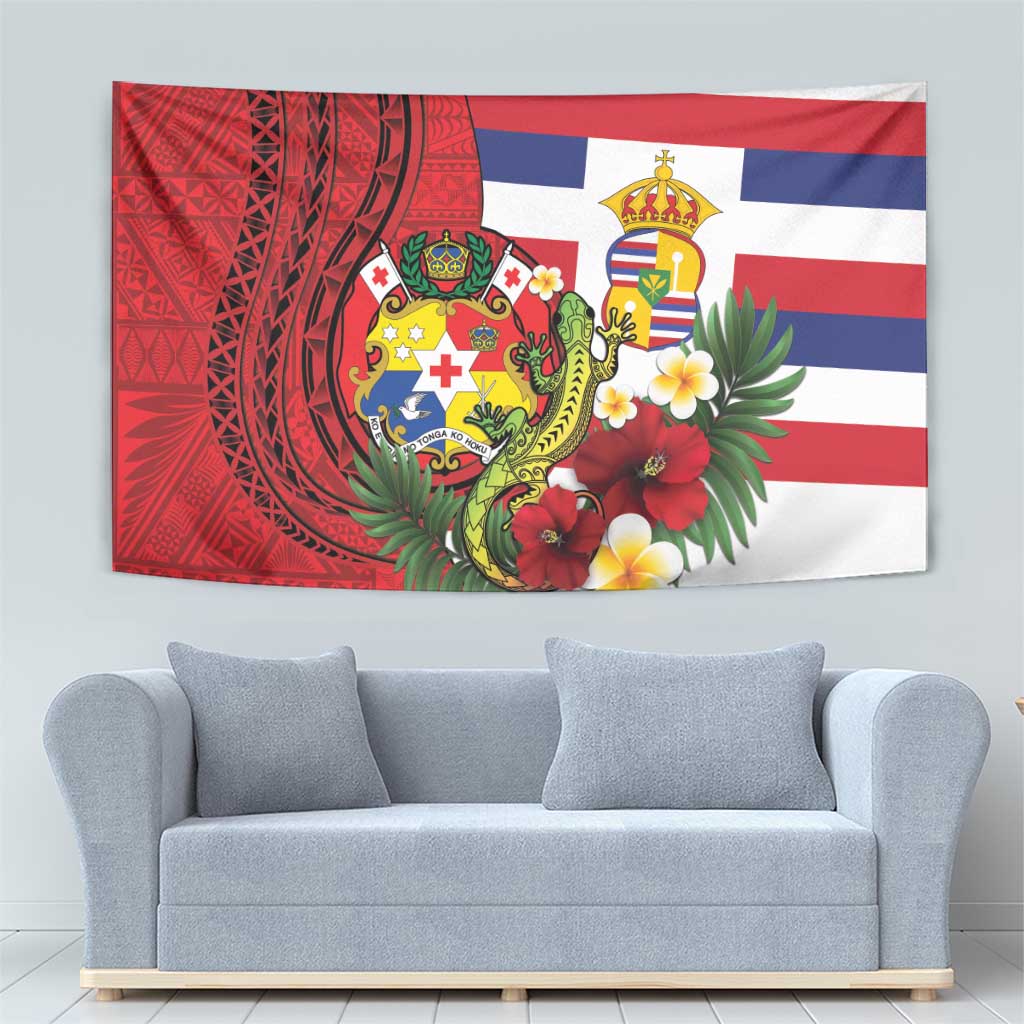Hawaii And Tonga Tapestry King Kalakaua Tribal Gecko Tongan Ngatu LT14 - Polynesian Pride