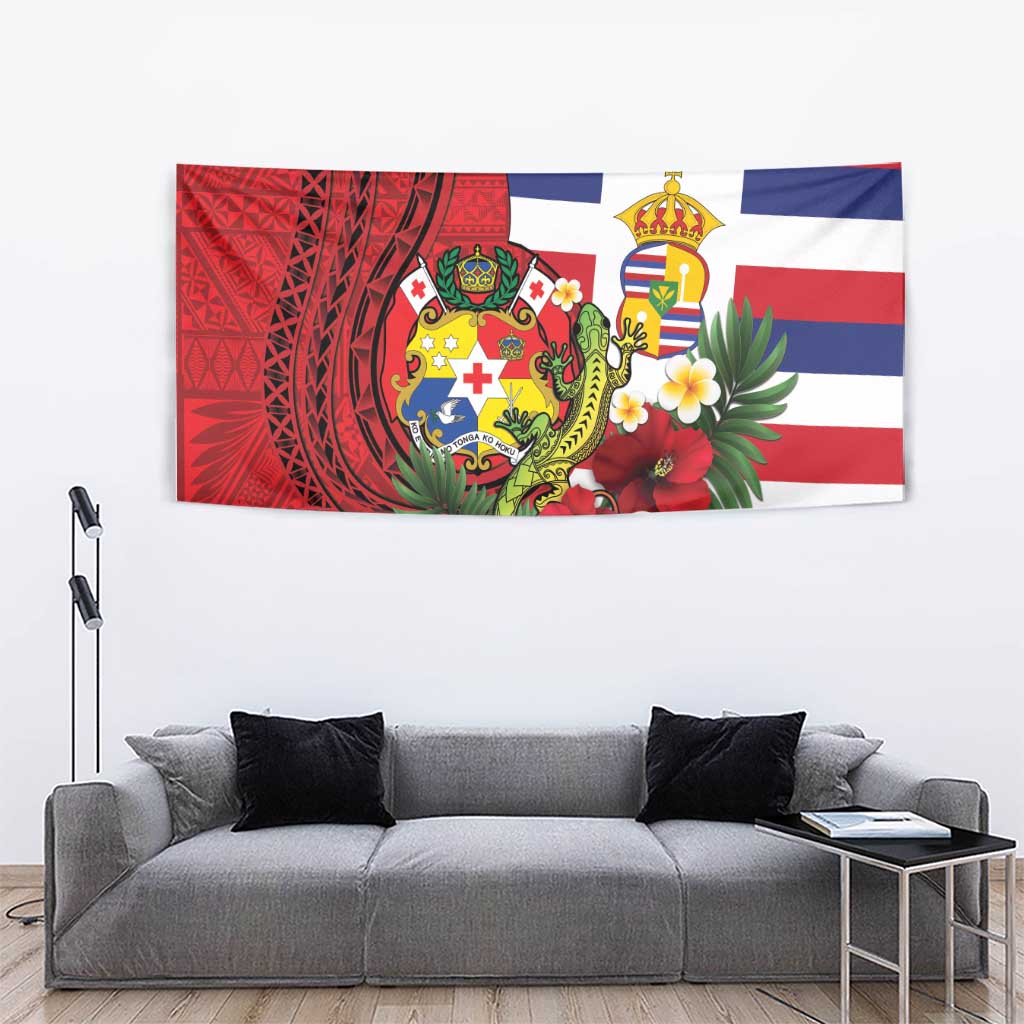 Hawaii And Tonga Tapestry King Kalakaua Tribal Gecko Tongan Ngatu LT14 - Polynesian Pride