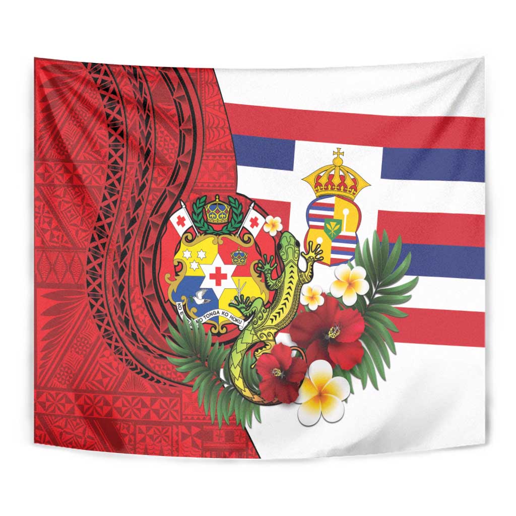 Hawaii And Tonga Tapestry King Kalakaua Tribal Gecko Tongan Ngatu LT14 - Polynesian Pride