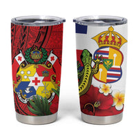 Hawaii And Tonga Tumbler Cup King Kalakaua Tribal Gecko Tongan Ngatu LT14 Red - Polynesian Pride