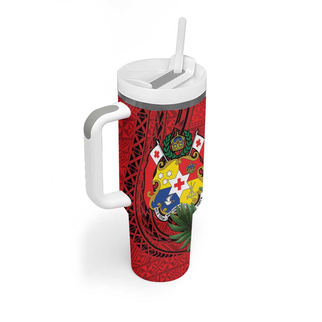 Hawaii And Tonga Tumbler With Handle King Kalakaua Tribal Gecko Tongan Ngatu LT14 - Polynesian Pride