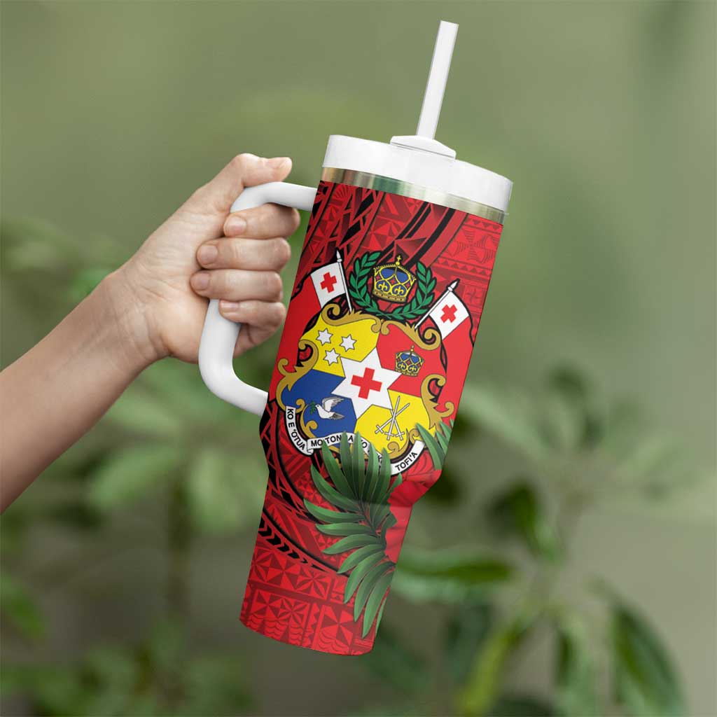 Hawaii And Tonga Tumbler With Handle King Kalakaua Tribal Gecko Tongan Ngatu LT14 - Polynesian Pride