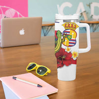 Hawaii And Tonga Tumbler With Handle King Kalakaua Tribal Gecko Tongan Ngatu LT14 - Polynesian Pride