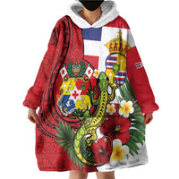 Hawaii And Tonga Wearable Blanket Hoodie King Kalakaua Tribal Gecko Tongan Ngatu LT14 - Polynesian Pride