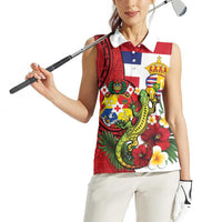 Hawaii And Tonga Women Sleeveless Polo Shirt King Kalakaua Tribal Gecko Tongan Ngatu LT14 - Polynesian Pride