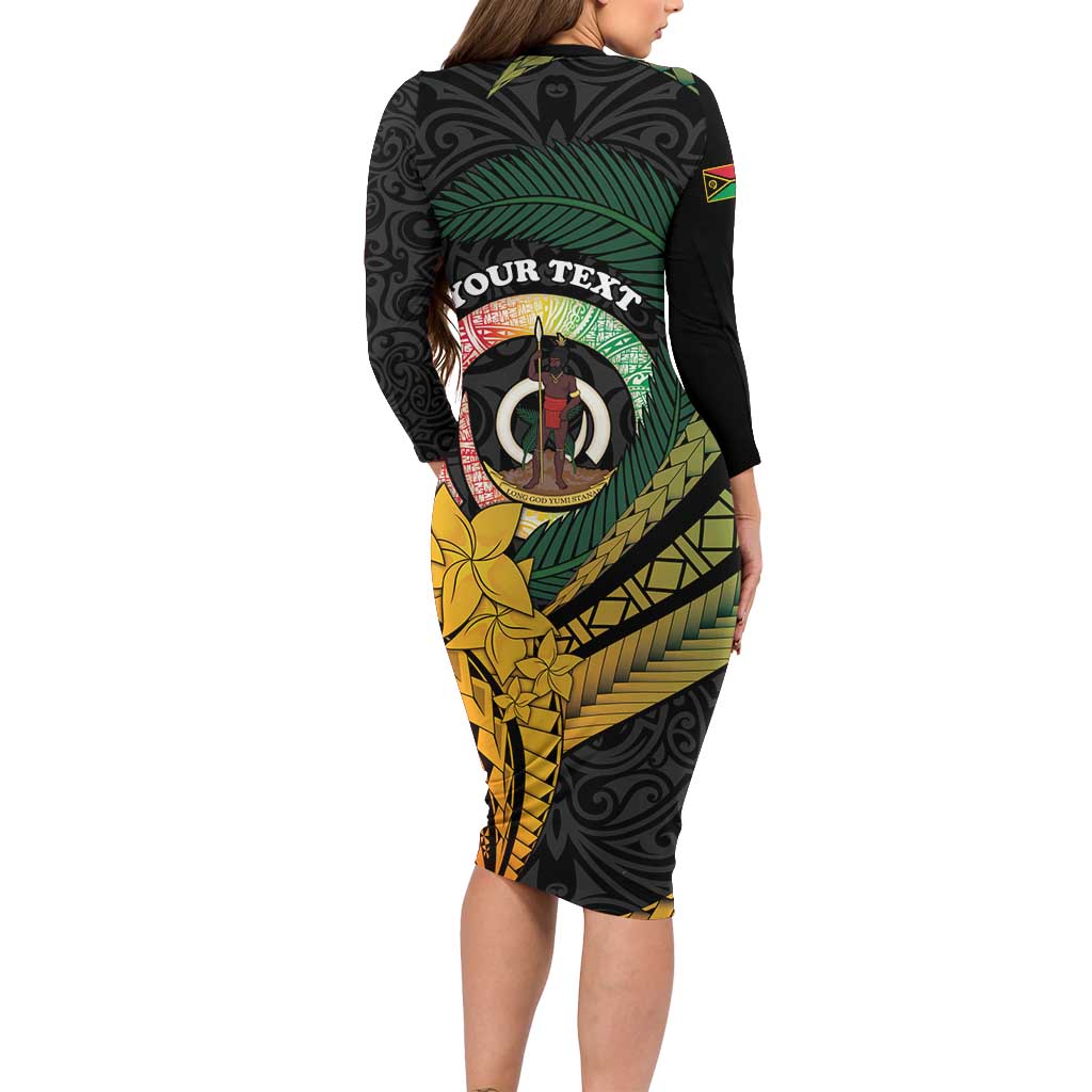 Personalised Vanuatu Independence Day Family Matching Long Sleeve Bodycon Dress and Hawaiian Shirt July 30 Pig Tusk Long God Yumi Stanap LT14 - Polynesian Pride