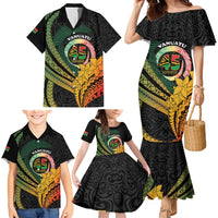 Personalised Vanuatu Independence Day Family Matching Mermaid Dress and Hawaiian Shirt July 30 Pig Tusk Long God Yumi Stanap LT14 - Polynesian Pride