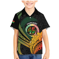 Personalised Vanuatu Independence Day Family Matching Mermaid Dress and Hawaiian Shirt July 30 Pig Tusk Long God Yumi Stanap LT14 Son's Shirt Black - Polynesian Pride